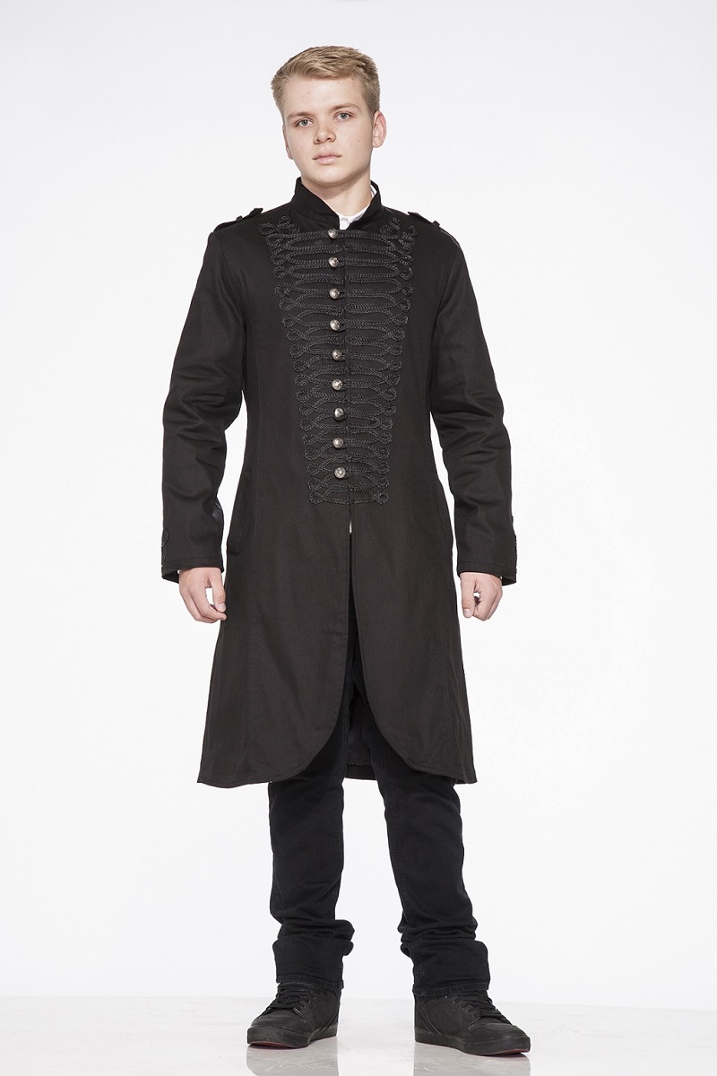 Black Mens Military Cyber Rave Coat